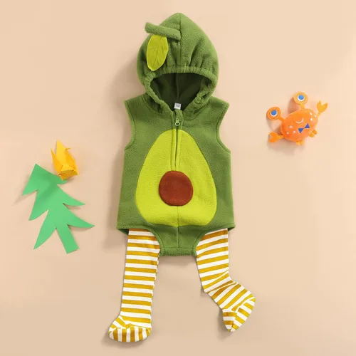 Vista 5 de Winioder Disfraz de Halloween para bebé, bebé, niño, niña, disfraz de fruta de animales, con capucha, 2 piezas, ropa de otoño