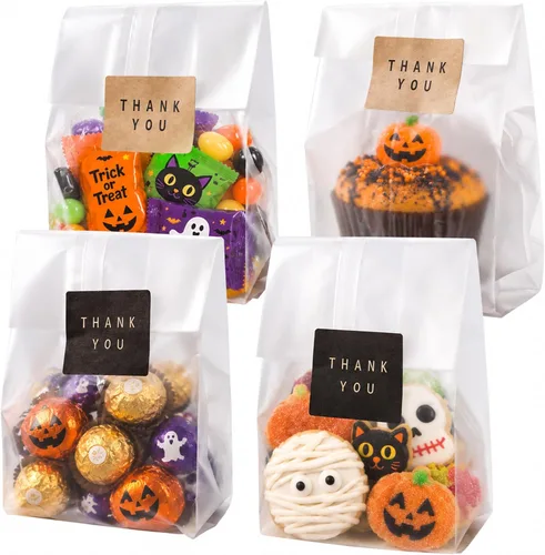Vista 10 de Bolsas de dulces de Halloween, paquete de 100 unidades de 9 x 3.2 Punto Negro