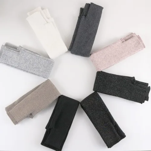 Vista 9 de Facecozy Calentadores de brazos para mujer, mezcla de lana de cachemira, guantes largos sin dedos para mujer, guantes para clima frío con agujero