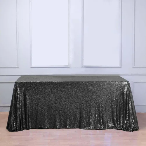 Vista 22 de Tableclothsfactory Luxury Collection Duchess - Mantel rectangular de lentejuelas, 60 x 126 pulgadas, color plateado