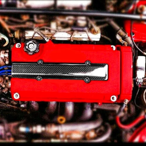 Vista 5 de x xotic tech Cubierta de inserción de bujía de válvula de motor Serie B, estilo de fibra de carbono, compatible con Honda Civic B16 B18 VTEC