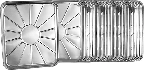 Vista 7 de Plasticpro Forro de horno de papel de aluminio desechable Bandeja de goteo reutilizable para horno - Bandeja para cocinar y hornear Paquete de 5