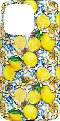 Vista 31 de Citrus Fruit Lemons Blue Tile Gardencore Farmcore Pattern Case for iPhone 17
