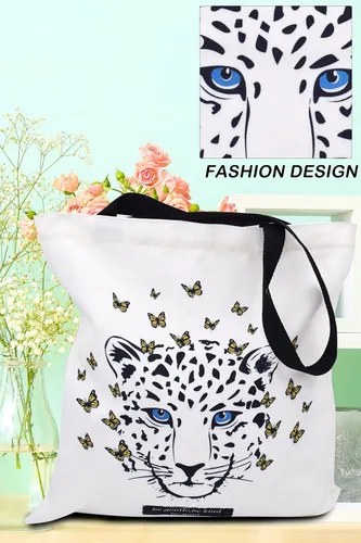 Vista 3 de TeeYee Bolsa de lona para compras, bolsa de playa ligera con asas, bolsas de comestibles reutilizables, adecuadas para actividades de regalo