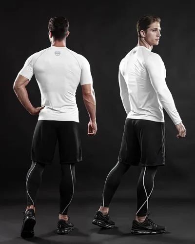 Vista 3 de DRSKIN Paquete de 3, 2 o 1 camisa de compresión para hombre, manga corta, camiseta deportiva de capa base, atlética, correr, entrenamiento activo