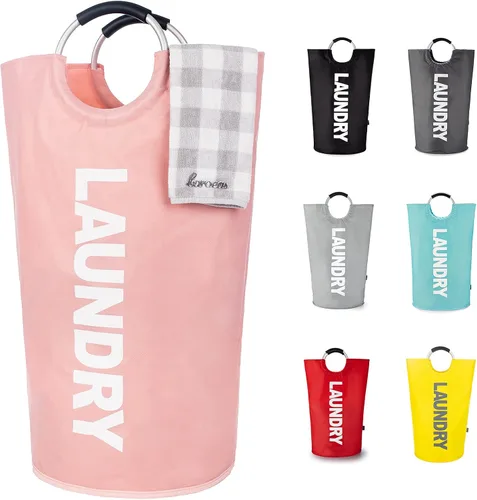 Vista 18 de Caroeas Cesta de Ropa de 90L (13 Colores), Cesta de Ropa Impermeable, Bolsa de Ropa con Asas Acolchadas, Cesta de Ropa, Cesta de Ropa Plegable