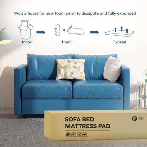 Vista 8 de EGOHOME - Colchón de repuesto de espuma viscoelástica Queen de 4.5 pulgadas para sofá cama convertible y sofá-cama, colchón de gel refrescante de té