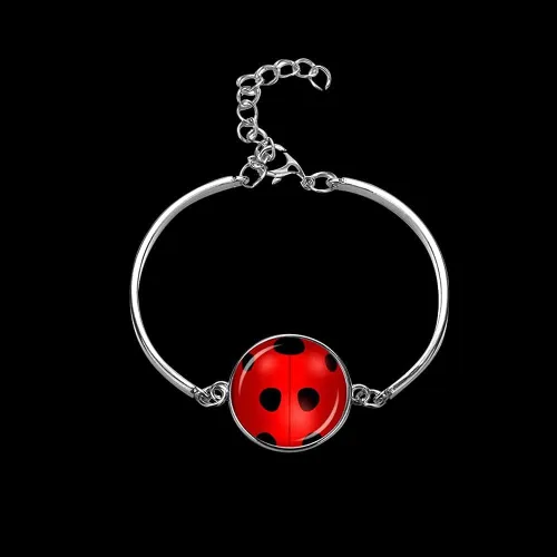 Vista 4 de Lucky Ladybug FKOJMH - Aretes de mariquita buenos aretes para niñas, collar de mariquita de la suerte para niñas, aretes de disfraz de mariquita