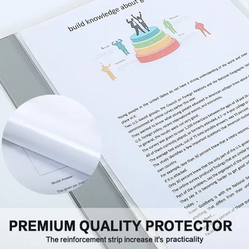Vista 6 de Protectores de Hojas, HERKKA Paquete de 200 Protectores de Páginas de Plástico Transparente Mejorados Reforzados con 11 Agujeros para Carpetas de 3