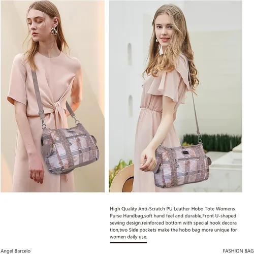 Vista 6 de Angel Barcelo - Bolsa de hombro amplia para mujer, diseño Hobo, cuero lavado