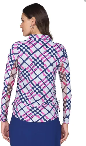 Vista 7 de IBKUL Athleisure Wear 48653 - Polo de manga larga con protección solar UPF 50+ Icefil Cooling Tech Sonika con estampado Sonika