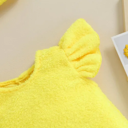 Vista 5 de Lefyira Disfraz de pollo para bebé, mameluco de invierno para niña, overol de dibujos animados, trajes de fotografía para recién nacidos, 0-24 meses