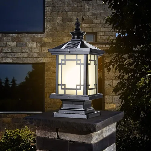 Vista 9 de Luz LED Solar para Poste Exterior, Lámpara de Tapa de Poste de Cerca de Aluminio con Control Remoto Regulable, Luces de Pilar Solares IP65