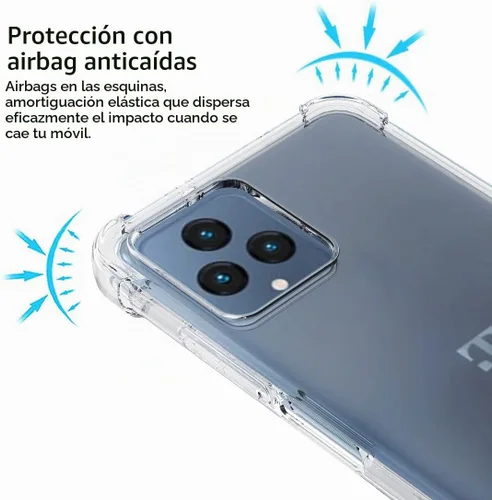 Vista 7 de Osophter Funda para T-Mobile Revvl 6 5G transparente con 2 piezas protector de pantalla esquinas reforzadas TPU absorción de golpes flexible