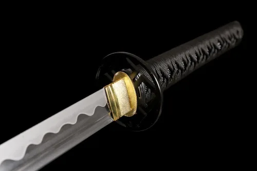 Vista 7 de Katana negra de 41 pulgadas, espada afilada samurái japonesa T10, hoja de acero de alto carbono afilada