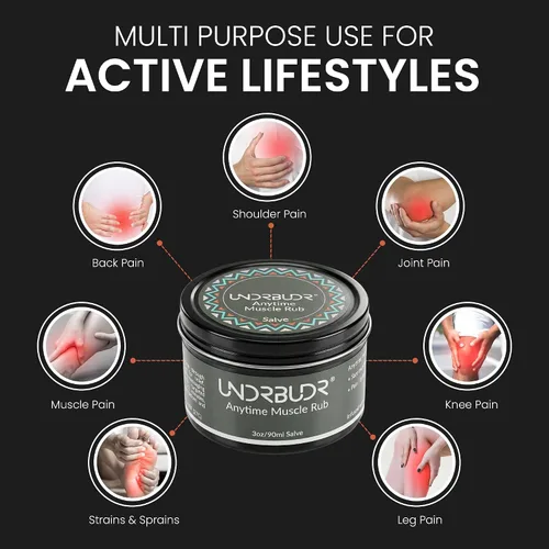 Vista 7 de Anytime Muscle Rub Salve con árnica, consuelda y aceites esenciales, bálsamo para dolor muscular, molestias articulares y recuperación
