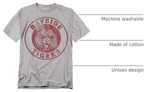 Vista 4 de Salvado por The Bell Bayside Tigers NBC camiseta, logotipo desgastado, A.athletic Heather, Grande