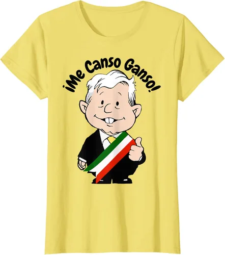 Vista 38 de AMLO Amlito Me Canso Ganso - Camiseta con diseño de dibujos animados mexicanos Gris Oscuro