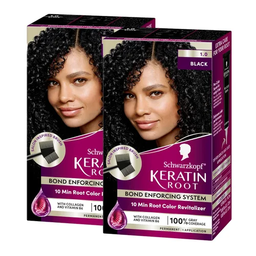 Vista 10 de Schwarzkopf® Keratin Root 1.0 Black Permanent Root Hair Dye Negro