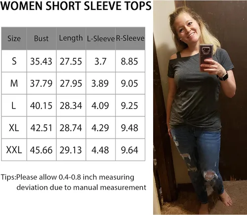 Vista 6 de Temofon - Camisetas de mujer, sin hombros, camiseta de verano informal, de manga corta, con diseño de nudo trasero y hombros desnudos, tallas S a 2XL