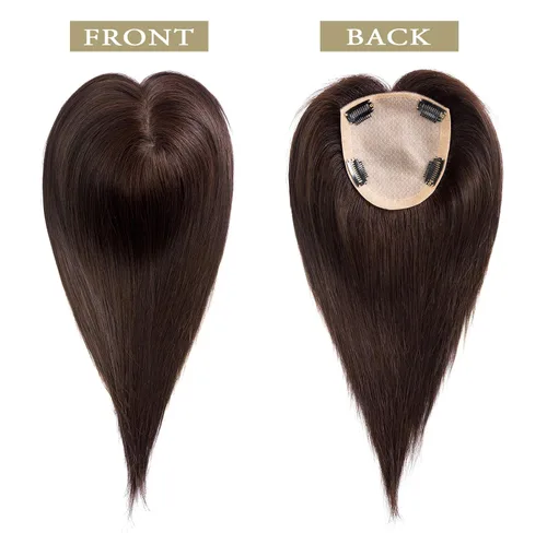 Vista 7 de MorningWigs Cubrecabello humano real para mujer, piezas de cabello de 4.7 x 5.1 in, base de seda completa con 3-4 clips para adelgazar el cabello