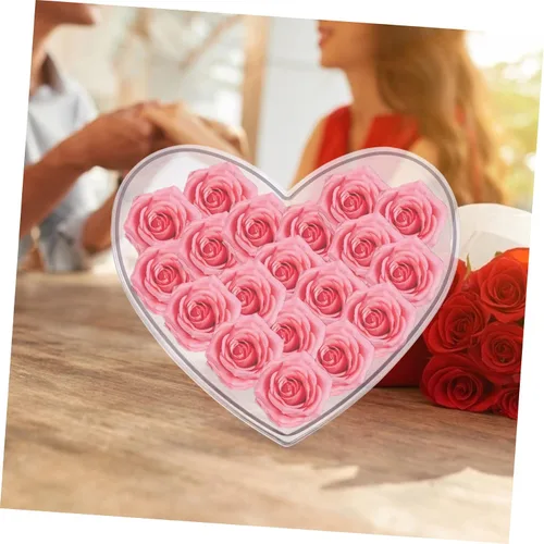 Vista 4 de Cabilock Caja de flores en forma de corazón Florero de acrílico florero de mesa Centro de mesa Maceta de acrílico transparente vitrina de acrílico
