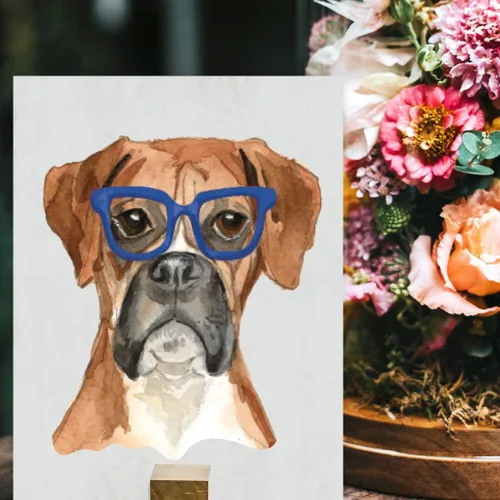 Vista 176 de Andaz Press Póster impreso para pared de perro, 8.5 x 11 pulgadas, Bulldog inglés con gafas negras, 1 paquete, regalo de cumpleaños de Navidad, sin