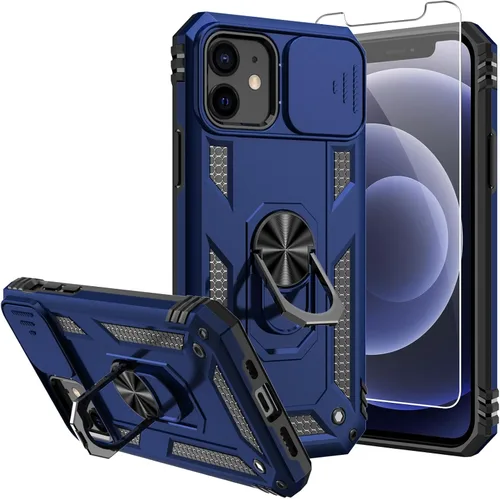 Vista 10 de Funda para iPhone 12, con protector de pantalla y funda para cámara, [grado militar] de 16 pies. Funda a prueba de caídas con soporte magnético