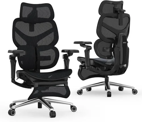 Vista 16 de FlexiSpot Sentinel-Pro - Silla ergonómica para juegos con reposabrazos 7D de doble ala adaptable lumbar 7D 145° 4 posiciones, respaldo ajustable