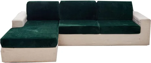 Vista 7 de Fundas elásticas de cojín para sofá, funda de cojín de terciopelo en forma de L para sofá chaise longue, funda de asiento de sofá seccional