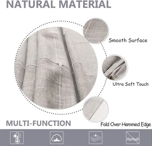 Vista 4 de Cotton Linen Striped Tablecloth/Tablecloth with Tassel Grey Rectangle/Oblong 140 x 178 cm