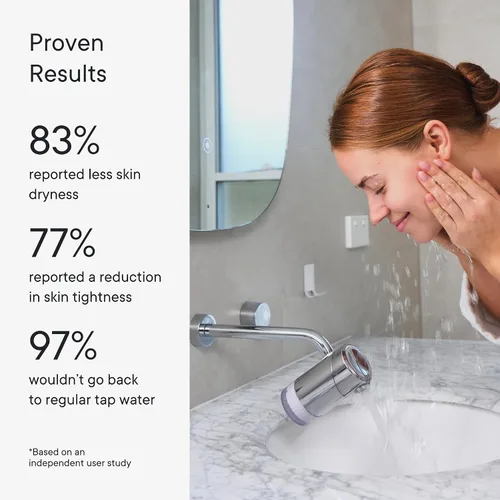 Vista 6 de Qure Skincare Filtro de Agua para Grifo de Lavabo de Baño para la Piel, Reduce el 99% de Cloro y Metales Pesados, Hidratación de la Piel en 4