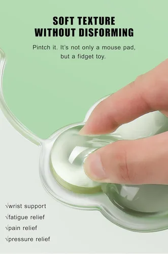 Vista 4 de Alfombrilla para mouse con reposamuñecas, juego de almohadillas de mouse de gel suave con soporte de muñeca de mano, bonitos accesorios