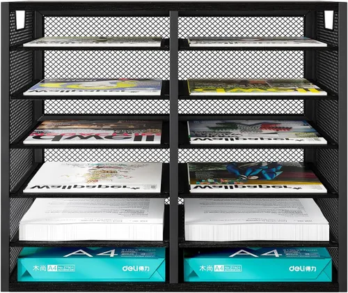 Vista 2 de PAG - Soporte para correo masivo, organizador de literatura ajustable para encimera, buzón de estudiante, organizador de papel de factura de Negro