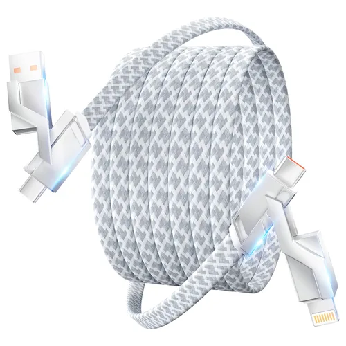 Vista 11 de Cable de carga 4 en 1 de 240 W máximo, cable USB C de carga rápida con chip E-Mark, cable USB A/C a C/Lightning, cable de carga múltiple para iPhone