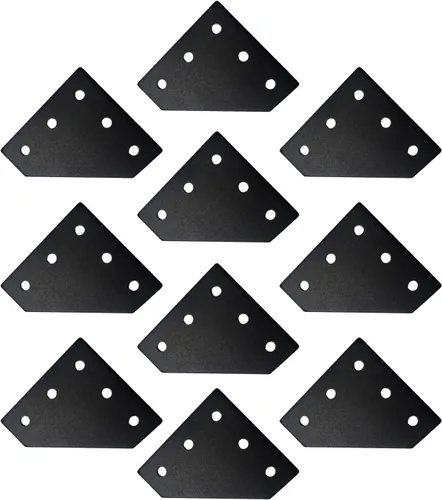 Vista 7 de 10 piezas 2020 placa de unión de soporte de esquina en forma de L, conector de extrusión de aluminio de 5 agujeros con 50 tuercas en T, 50 tornillos