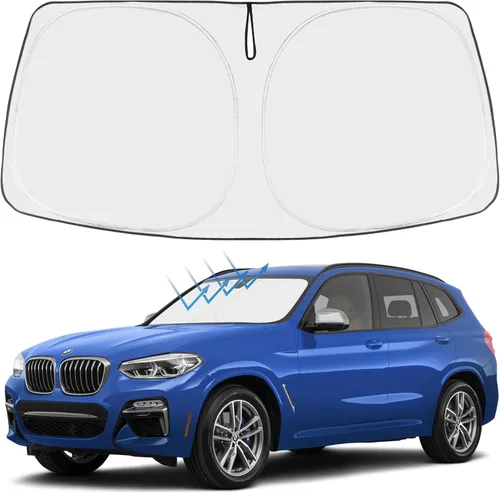 Vista 21 de Proadsy Parasol para parabrisas Rivian R1S 2022-2025 2026 de 4 capas plegable, protector de parasol frontal que bloquea los rayos UV, mantiene