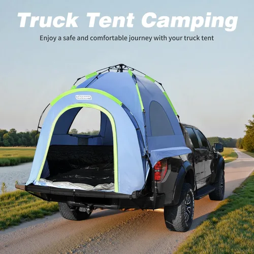 Vista 4 de Tecoom Truck Bed Tent, Double Layer Waterproof PU3000mm for 5.5-6.7ft, Portable 2/3 Person Compact Full Size Pickup with Rain Fly for Back of