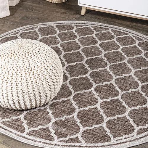 Vista 32 de JONATHAN Y Tapete marroquí con diseño enrejado para interiores y exteriores, 2 x 8 pies, marrón/beige, tejido texturizado de trébol para patio