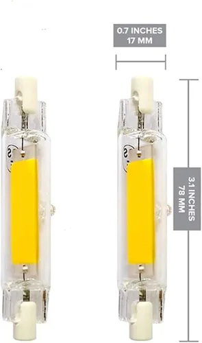 Vista 2 de Paquete de 2 luces COB LED R7S de 3.071 in 10 W equivalente a halógeno tipo J T3 120 V regulable luz blanca 6500 K de doble extremo R7S LED J78 Luz