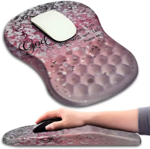 Vista 13 de Alfombrilla de ratón con soporte de muñeca, alfombrilla de ratón ergonómica con punto de masaje, cómoda alfombrilla de ratón para computadora