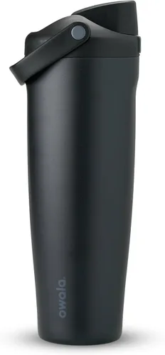 Vista 19 de Botella de agua Owala FreeSip con aislamiento de acero inoxidable con pico de dos vías, pajita incorporada y asa de cubo, fabricada para viajes