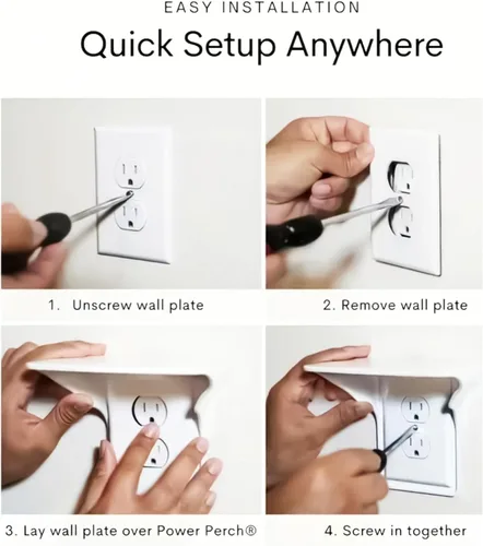 Vista 6 de Estante de salida, soporte de pared de baño con gestión de cables integrada, organizador de pared para decoración inteligente del hogar, ahorro