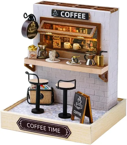 Vista 8 de TuKIIE Kit de casa de muñecas en miniatura con muebles, a escala 1:24, casa de muñecas de madera creativa para habitación mini, a prueba de polvo
