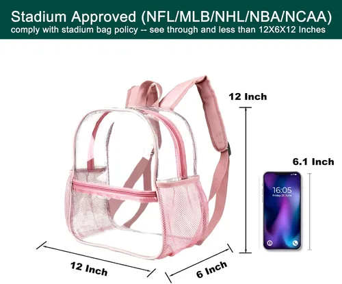 Vista 18 de Keepcross Mochila transparente de 12 x 6 x 12 pulgadas para eventos de estadio, bolsa transparente para estadios, eventos deportivos, festivales