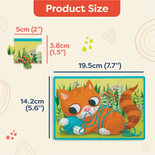 Vista 7 de B. toys Pack o' Puzzles Paquete de 2 - Mascotas y Dinos - Juego de cajas de rompecabezas de madera - 2 cajas, 8 juegos - 12 piezas - 3+ años 8