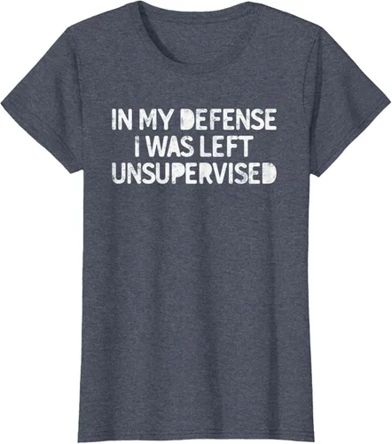 Vista 16 de Camiseta divertida con texto en inglés "Saying In My Defense I Was Left Unsupervised" Negro