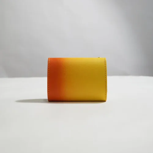 Vista 3 de Cartera pequeña para hombres y mujeres minimalista delgado tarjetero monedero hecho en Kioto, Japón, Naranja, Teñido degradado