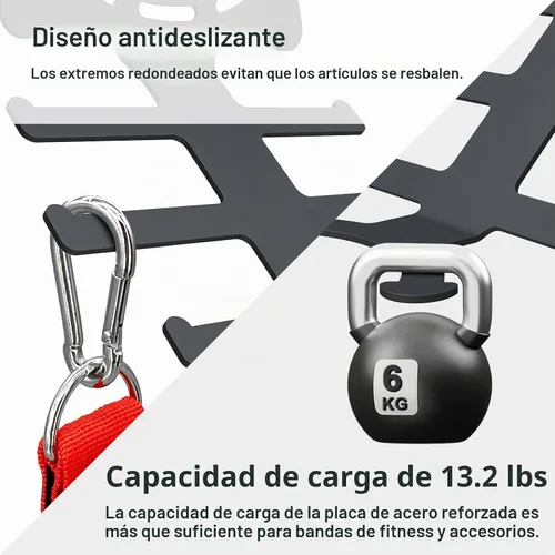 Vista 8 de Soporte de banda de resistencia para ejercicio, bandas de resistencia, colgador de almacenamiento de equipo de gimnasio, organizador para bandas