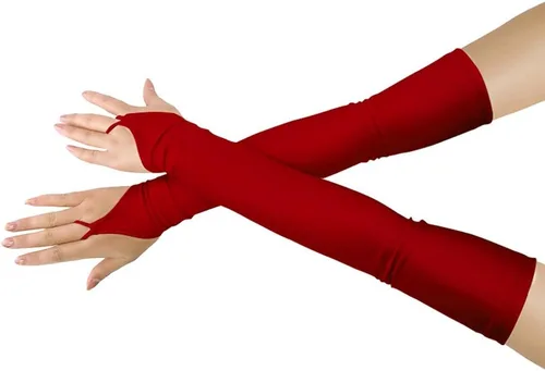 Vista 4 de Shinningstar Guantes largos de elastano elástico sin dedos sobre el codo para niñas y niños adultos